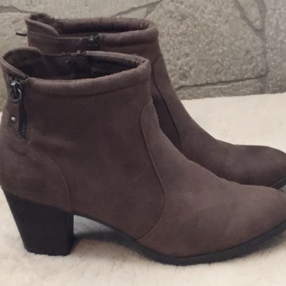 Brown suede booties